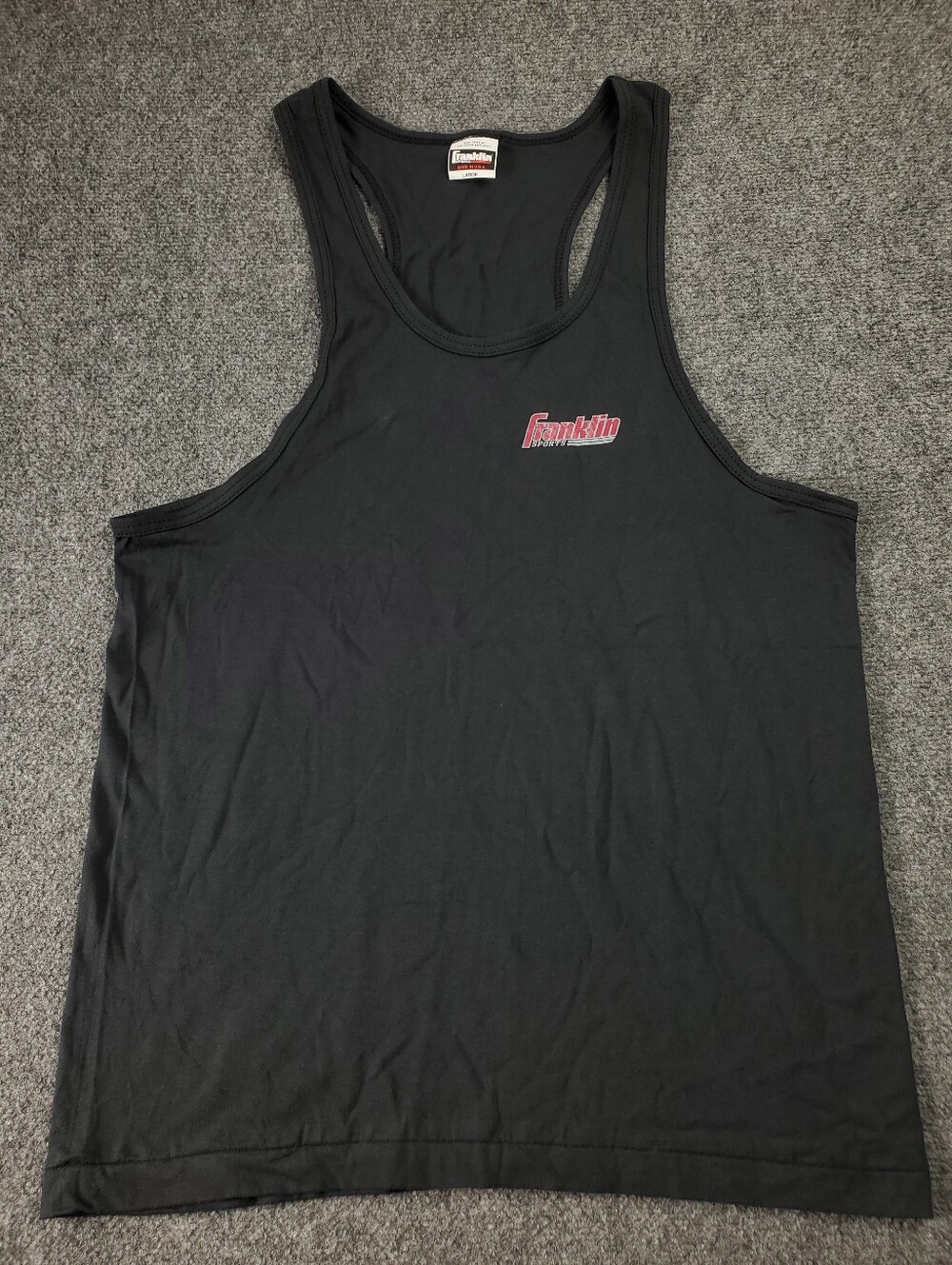 Vintage Franklin Sports Tank Top Large Black Racerback USA 90s Single Stitch